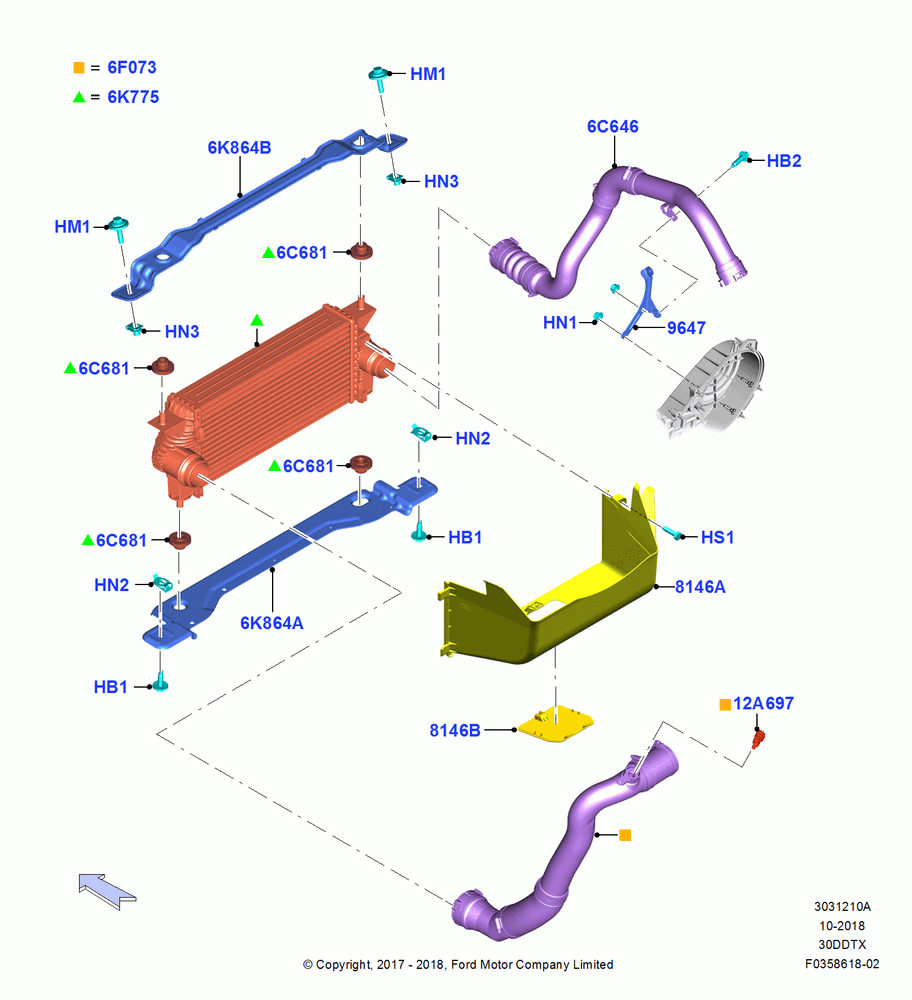 10A - Intercooler/Air Ducts and Hoses, 3.0L 4V DOHC V6 TC DSL-LION B; 26/FEB/2018