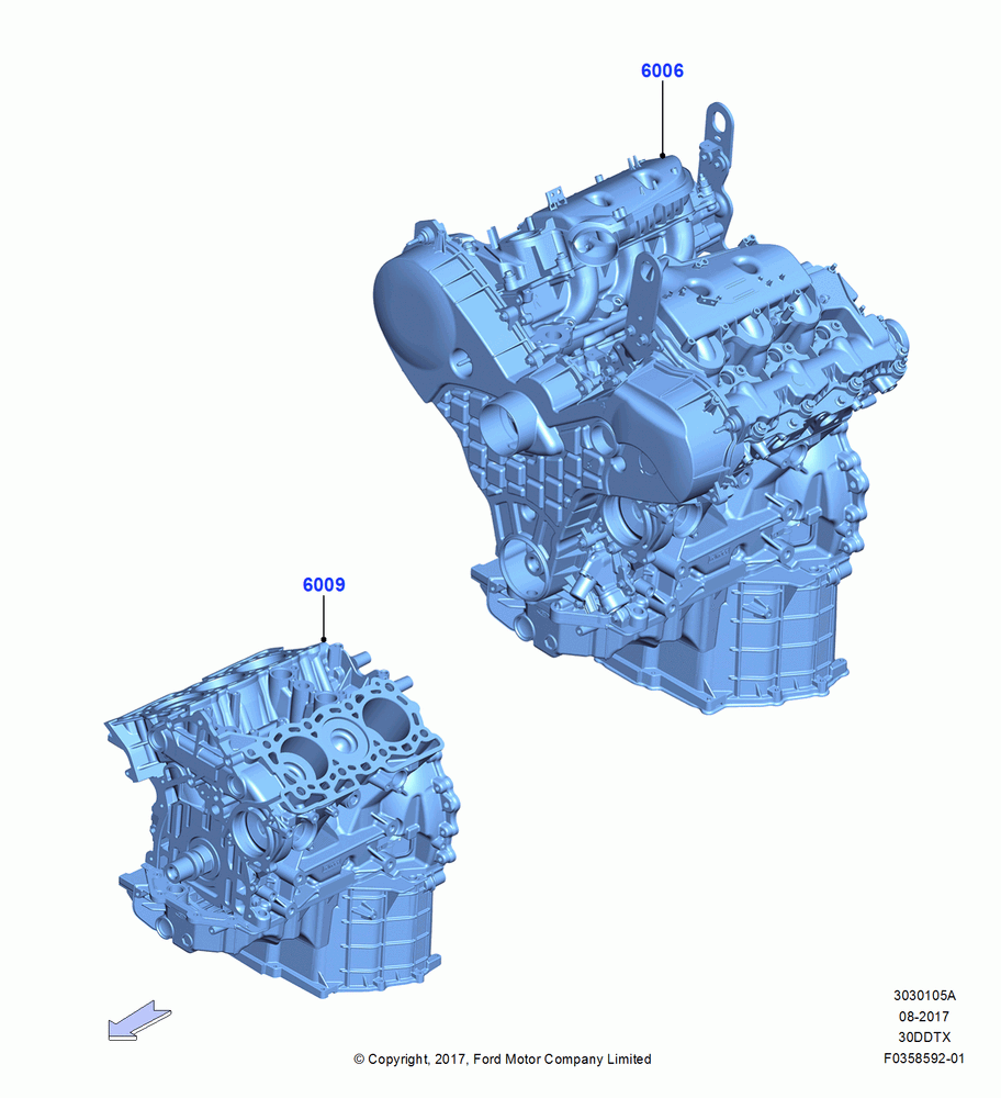 05A - Service Engine and Short Block, 3.0L 4V DOHC V6 TC DSL-LION B; 26/FEB/2018