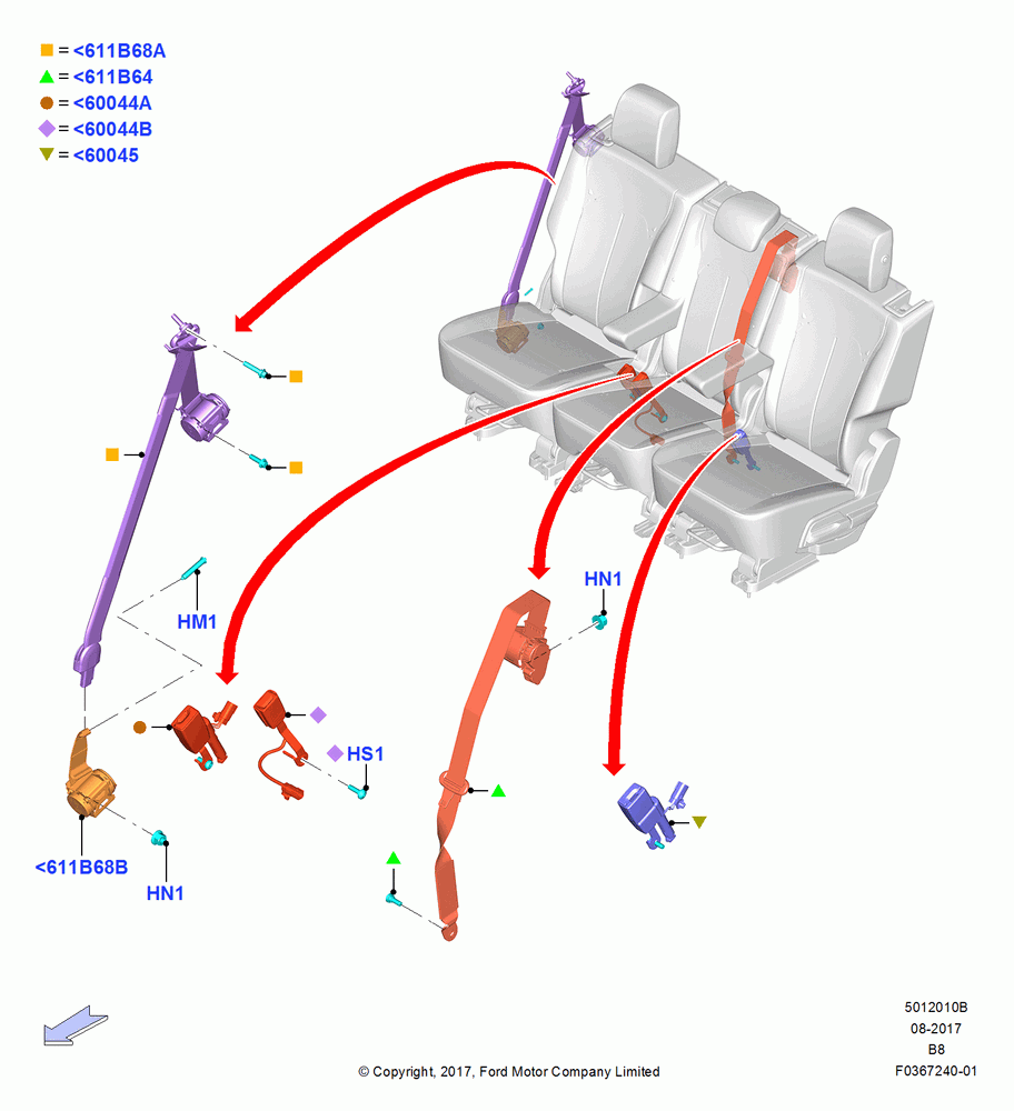 10B - Rear Seat Belts, Rear Seat Belts-2nd Row Inflatable; 26/MAR/2018