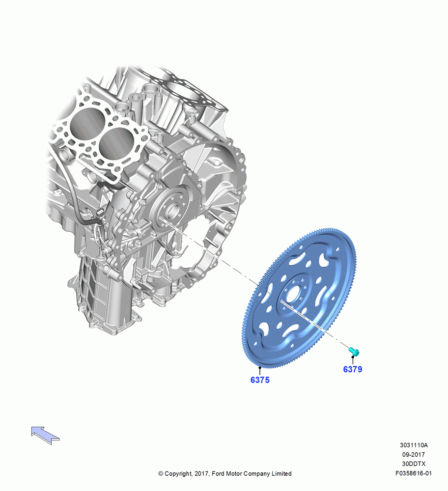10A - Flywheel, 3.0L 4V DOHC V6 TC DSL-LION B; 26/FEB/2018