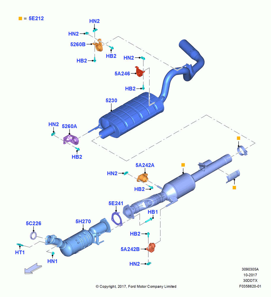 05A - Exhaust System, 3.0L 4V DOHC V6 TC DSL-LION B; 26/FEB/2018