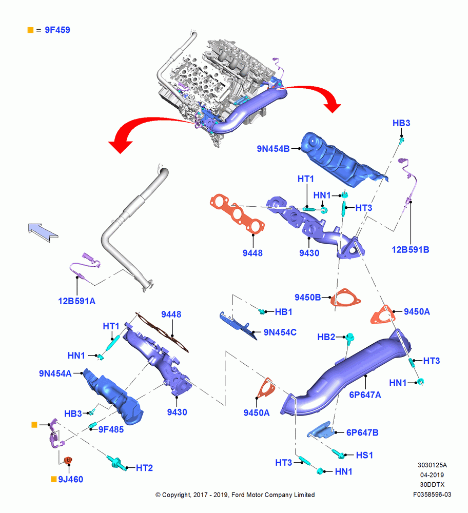 25A - Exhaust Manifold, 3.0L 4V DOHC V6 TC DSL-LION B; 26/FEB/2018