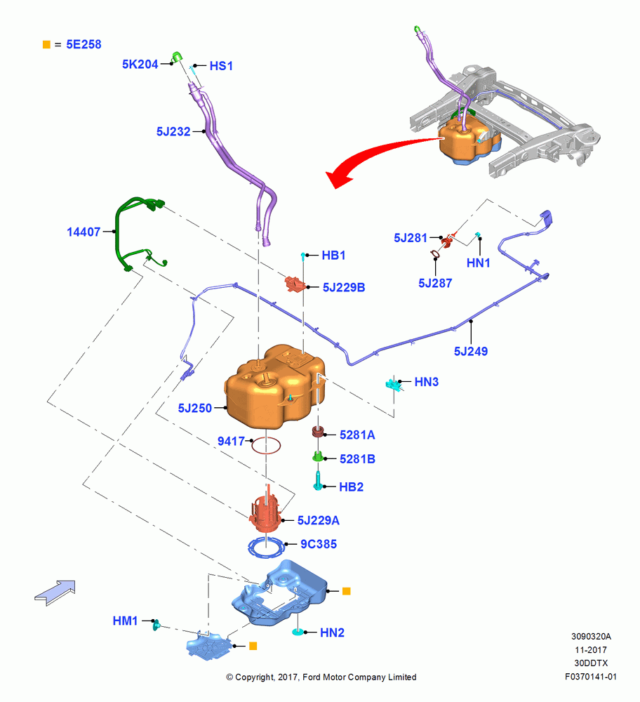 20A - Urea (DEF) Tanks And Related Parts, 3.0L 4V DOHC V6 TC DSL-LION B; 26/FEB/2018