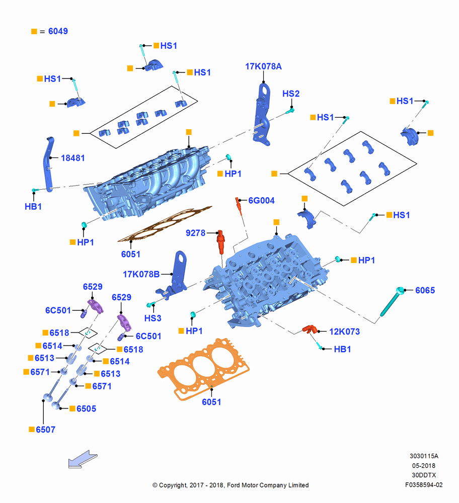 15A - Cylinder Head, 3.0L 4V DOHC V6 TC DSL-LION B; 26/FEB/2018