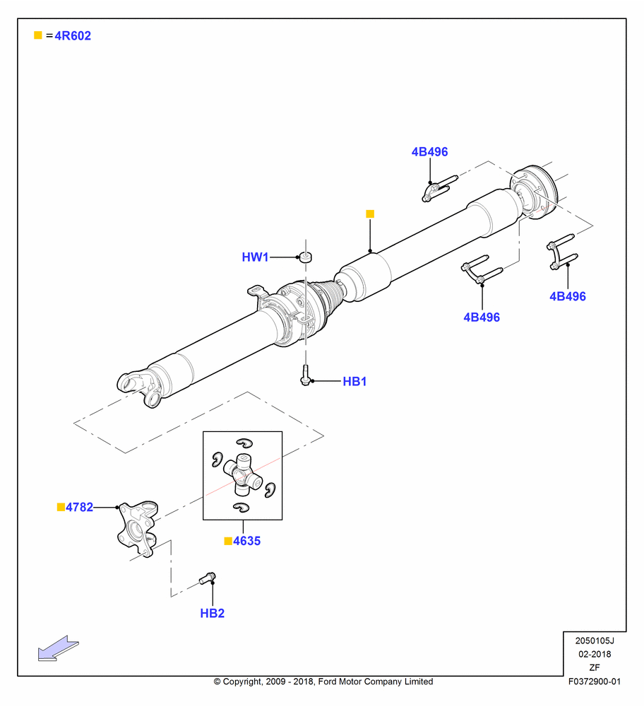 Drive Shaft - Rear Axle Drive, 4.6L 3v V8 SOHC EFI, 5.4L 4V DOHC EFI S/C ALUM V8 G