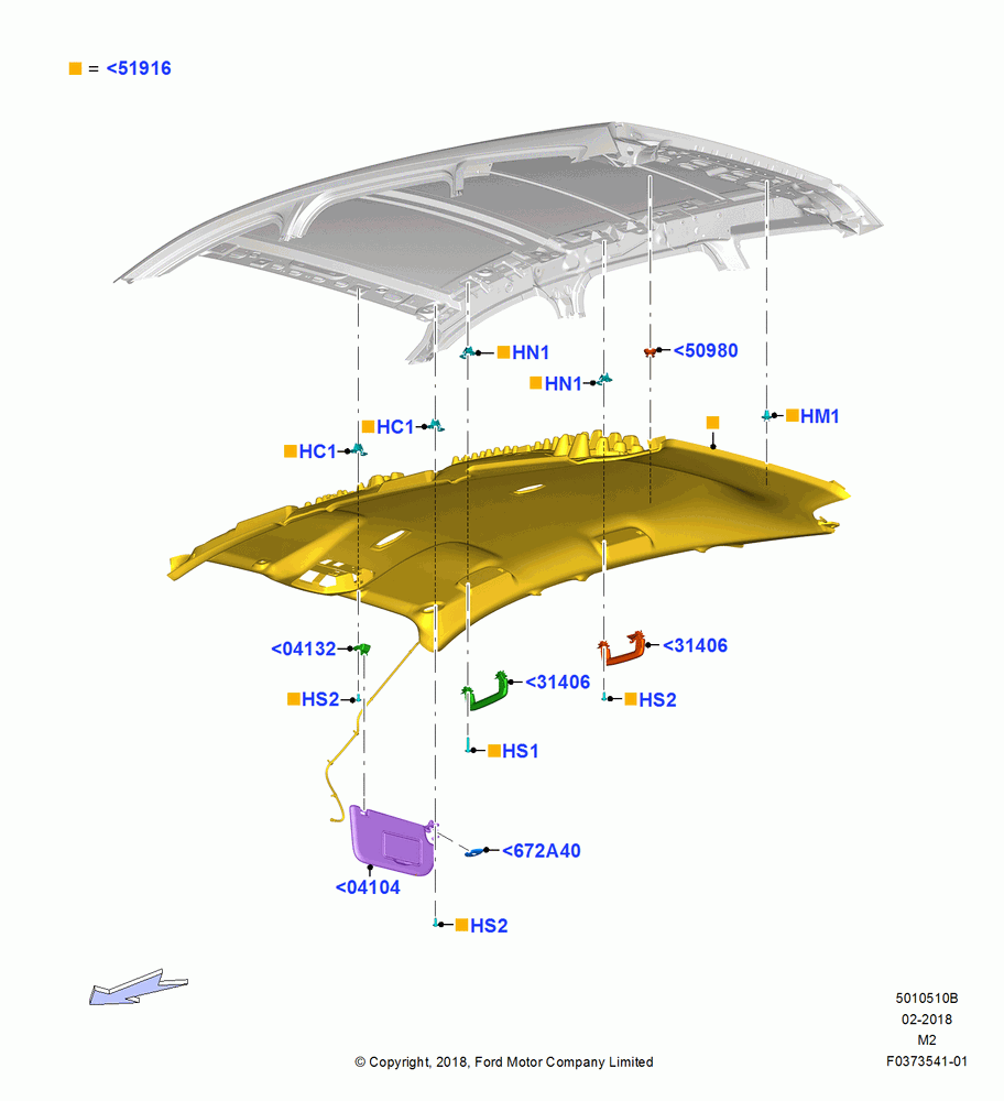 10B - Headlining and Sun Visors, Less Roof Line Conversion; 09/APR/2012-13/AUG/2019