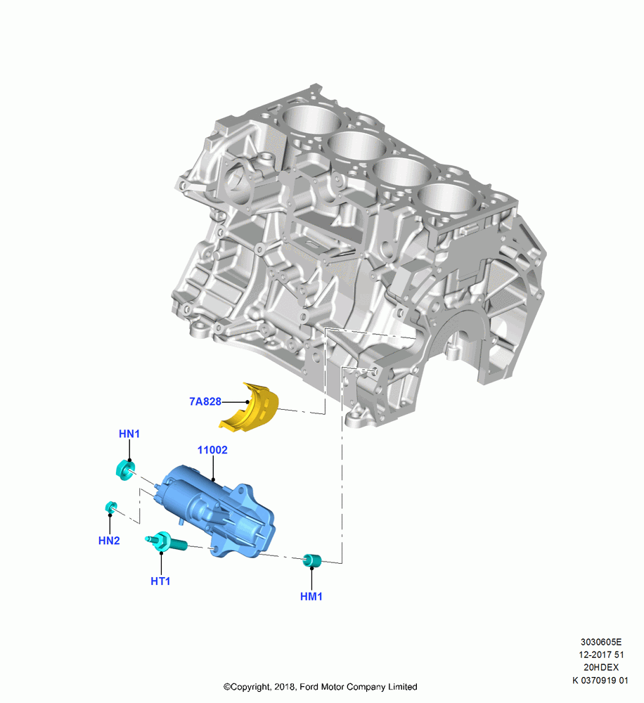05E - Starter Motor, (+)"CDN/PR/USA", 2.0L Duratec DI TIVCT (154PS); 28/MAY/2018