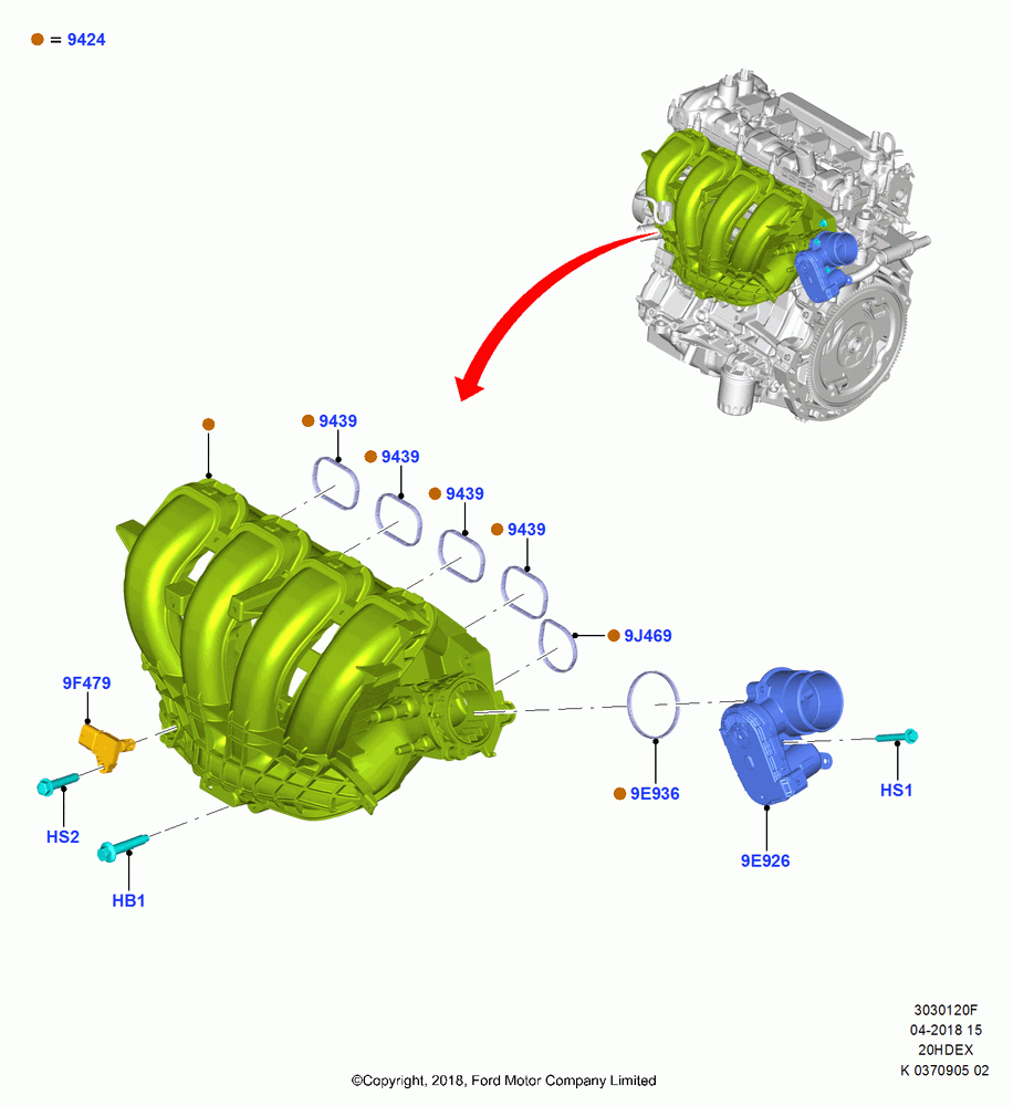 20F - Intake Manifold, (+)"CDN/PR/USA", 2.0L Duratec DI TIVCT (154PS); 28/MAY/2018