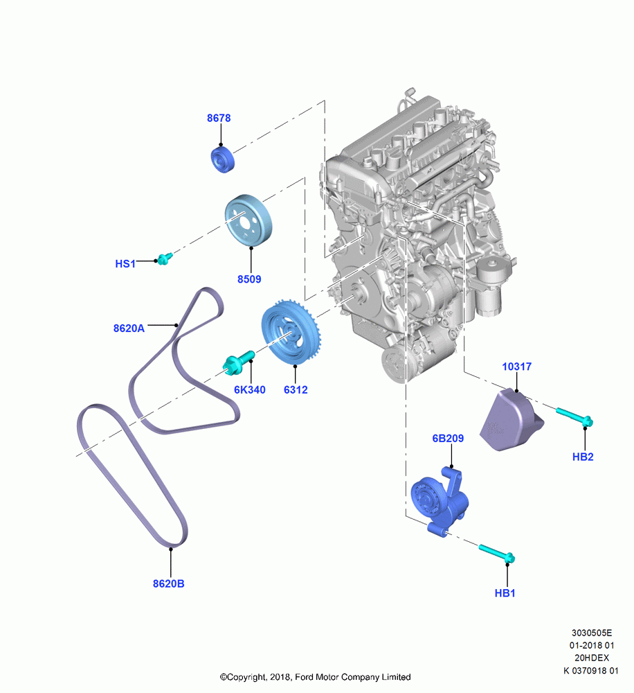 05E - Pulleys and Drive Belts, (+)"CDN/PR/USA", 2.0L Duratec DI TIVCT (154PS); 28/MAY/2018
