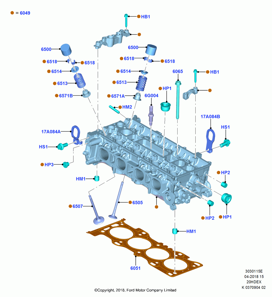 15E - Cylinder Head, (+)"CDN/PR/USA", 2.0L Duratec DI TIVCT (154PS); 28/MAY/2018