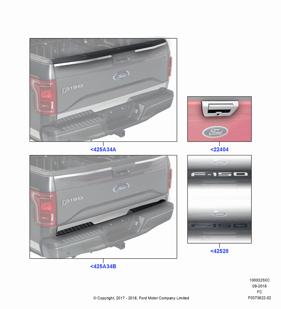 25XC - Body Dress Up Kits - Rear, (+) North American Markets, Accessory, Chrome Rear Kits; 17/JUL/2017