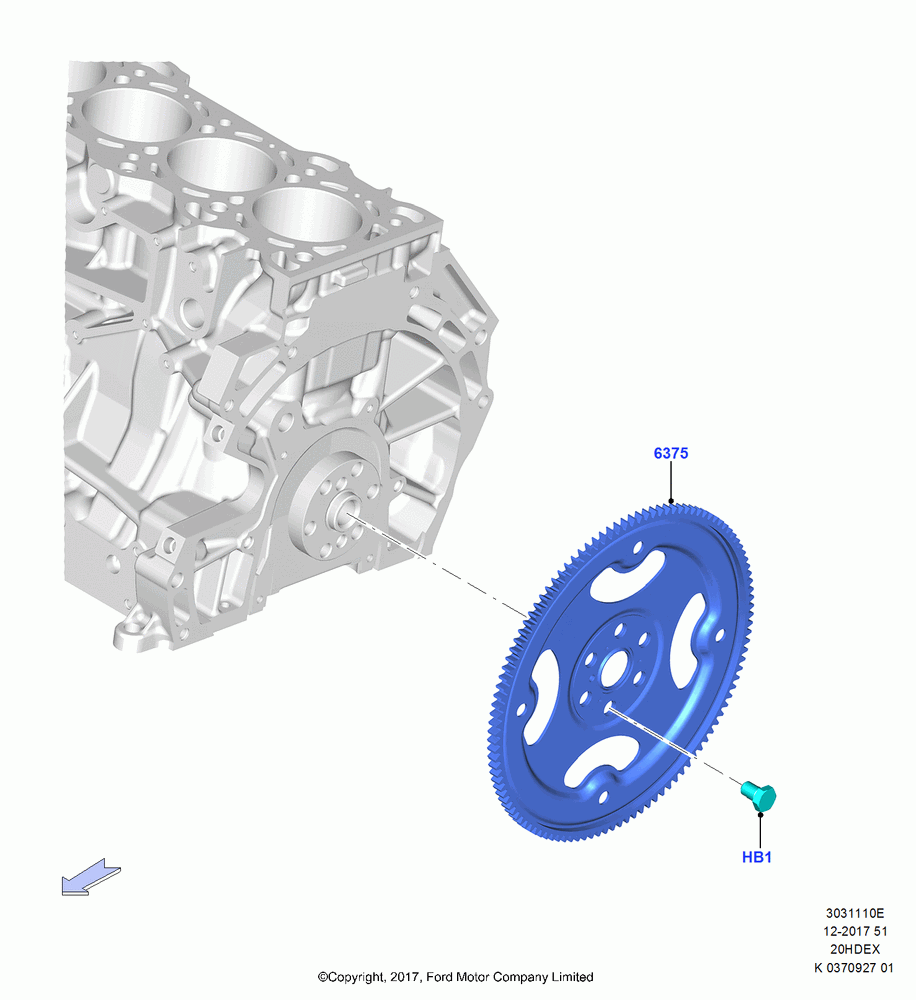 10E - Flywheel, (+)"CDN/PR/USA", 2.0L Duratec DI TIVCT (154PS); 28/MAY/2018