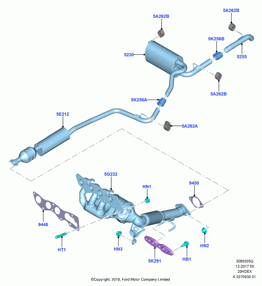 05Q - Exhaust System, (+)"CDN/PR/USA", 2.0L Duratec DI TIVCT (154PS); 28/MAY/2018