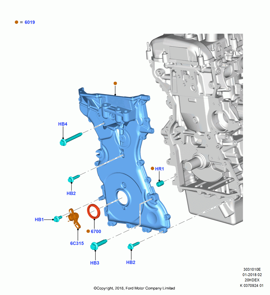 10E - Timing Gear Covers, (+)"CDN/PR/USA", 2.0L Duratec DI TIVCT (154PS); 28/MAY/2018