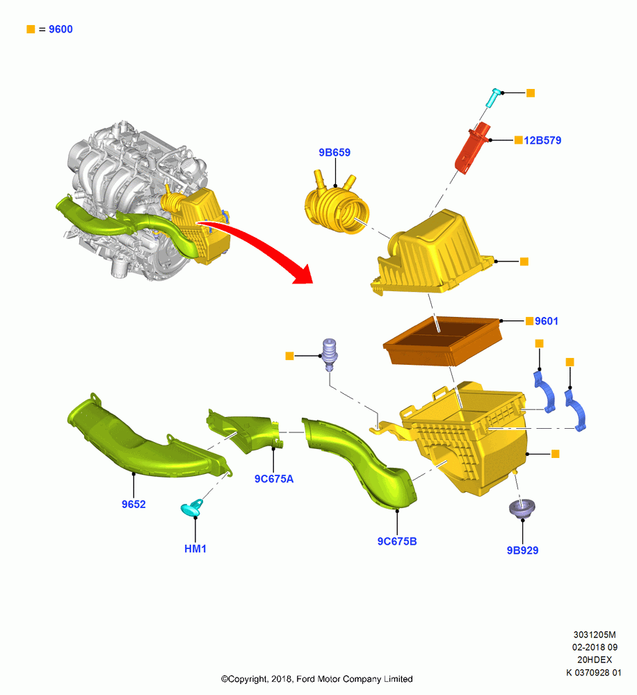 05M - Air Cleaner, (+)"CDN/PR/USA", 2.0L Duratec DI TIVCT (154PS); 28/MAY/2018