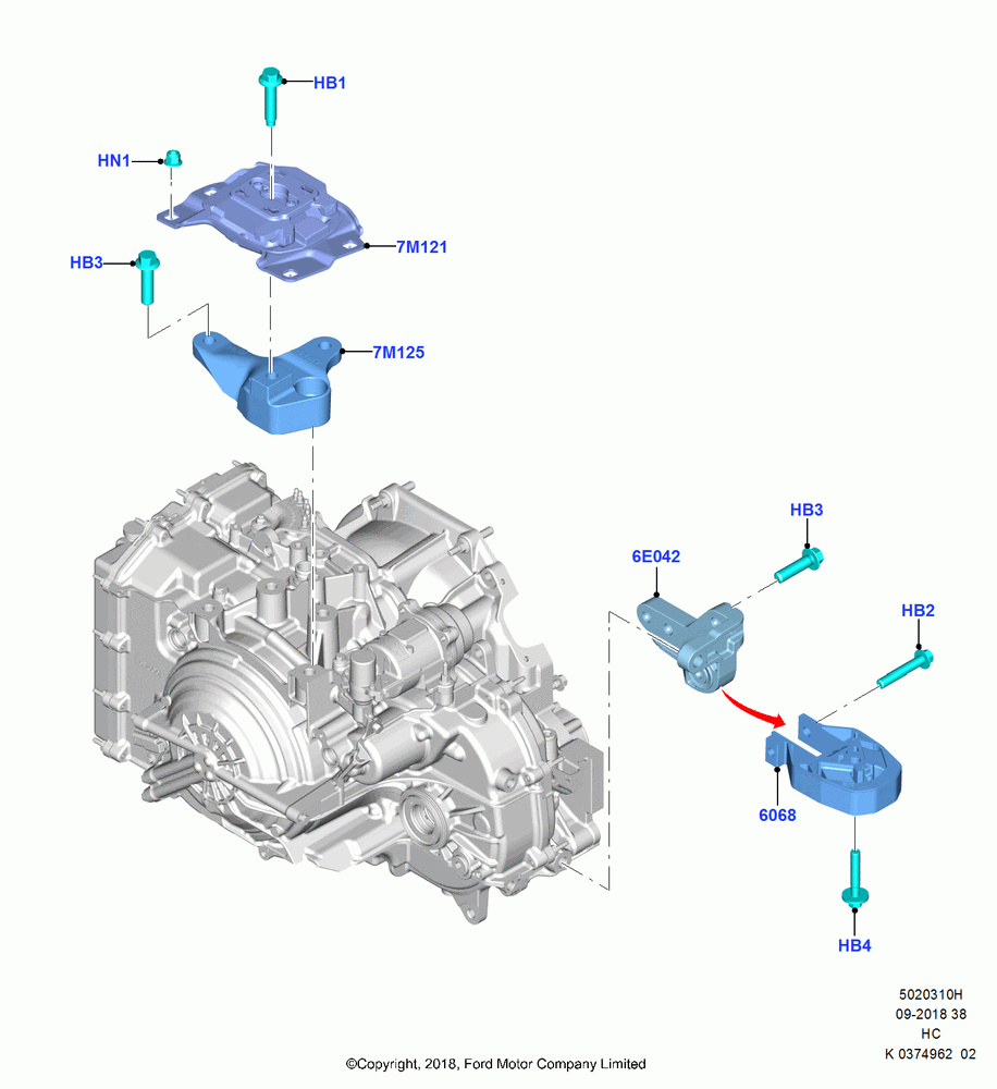 10H - Transmission Mounting, 8 Speed Auto Trans 8F35; 28/MAY/2018