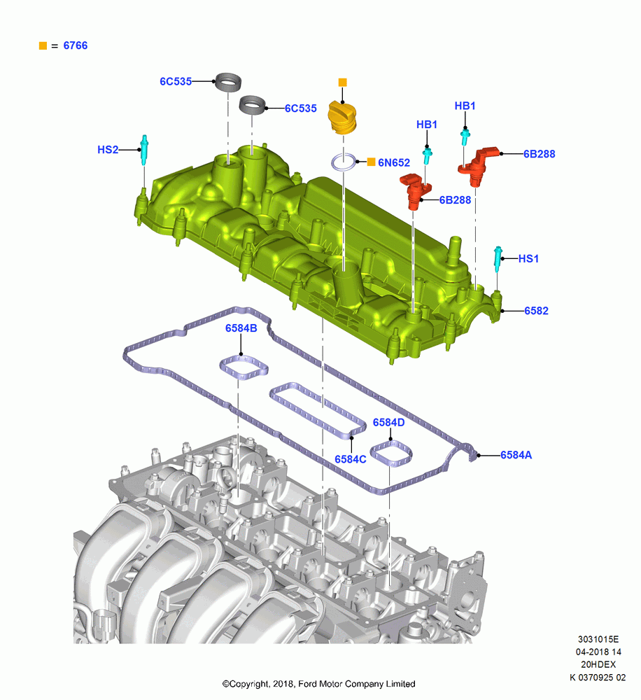 15E - Cylinder Head Cover, (+)"CDN/PR/USA", 2.0L Duratec DI TIVCT (154PS); 28/MAY/2018