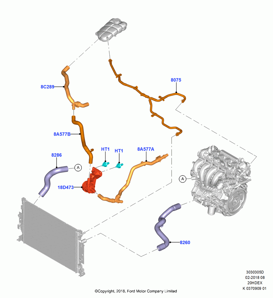 05D - Cooling System Pipes and Hoses, (+)"CDN/PR/USA", 2.0L Duratec DI TIVCT (154PS); 28/MAY/2018