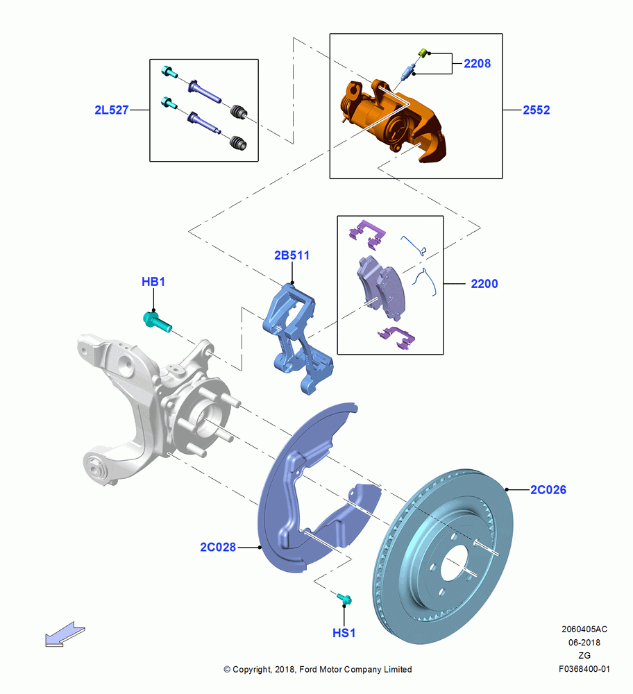 05AC - Rear Brake Discs and Calipers, 5.0L V8 32V DOHC EFI Modular, 2.3L EcoBoost, MOD 5.0L-4V DOHC SEFI NA; 11/JUN/2018