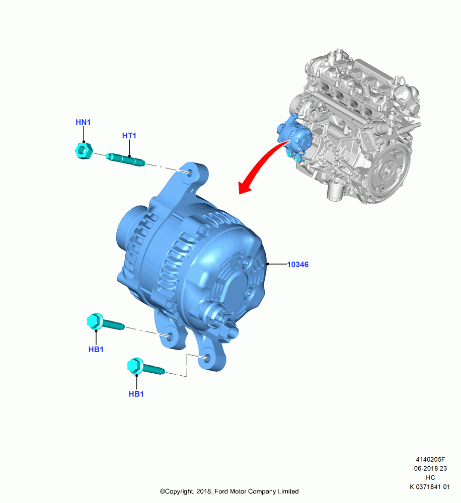 05F - Alternator and Mountings, 2.0L Duratec DI TIVCT (154PS); 28/MAY/2018