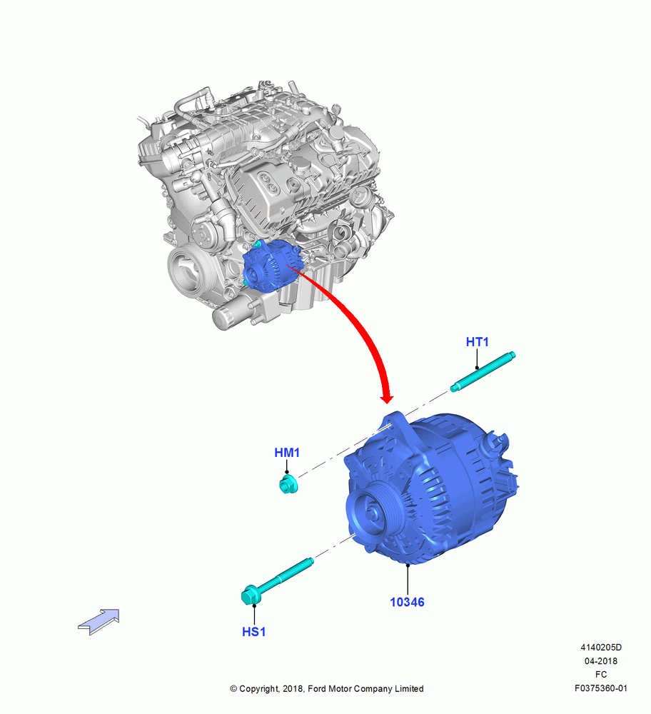 05D - Alternator and Mountings, 3.3L Duratec; 17/JUL/2018