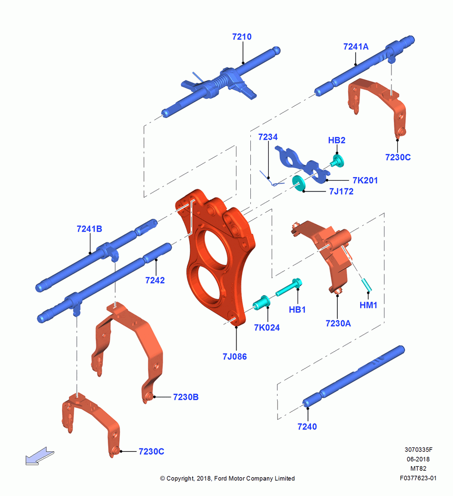 35F - Manual Trans Gear Shift Linkage, 2.3L EcoBoost, 6 Speed Manual Transmission-MT82, 2.0 EcoBlue E, 2.0 EcoBlue F; 02/OCT/2017