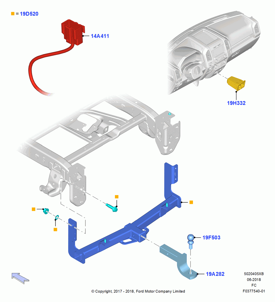 05XB - Tow Bar, (+) North American Markets, Accessory; 17/JUL/2017-22/OCT/2018