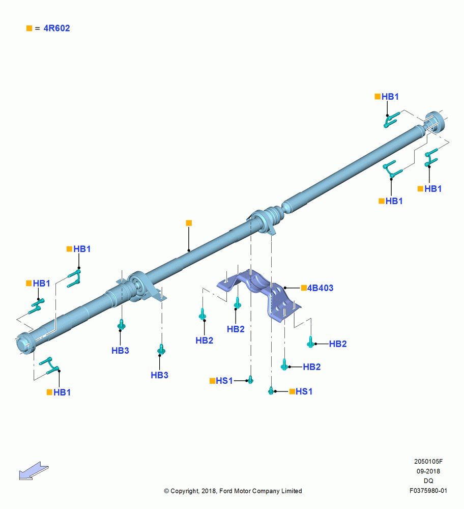 05F - Drive Shaft - Rear Axle Drive, 2.7L DOHC 4V DI GT V6 GAS/FFV, 4WD; 06/SEP/2018