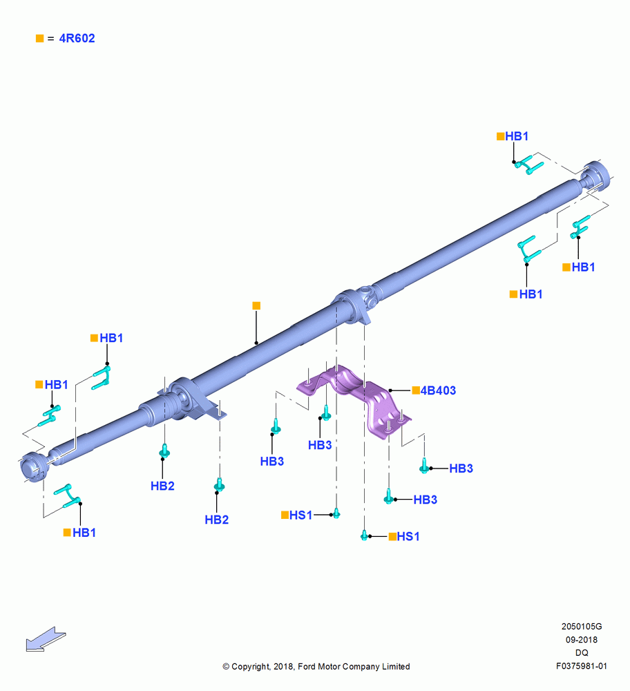 05G - Drive Shaft - Rear Axle Drive, 4WD, 2.0 EcoBlue A, 2.0 EcoBlue B, 2.0 EcoBlue C, 2.0 EcoBlue D; 06/SEP/2018