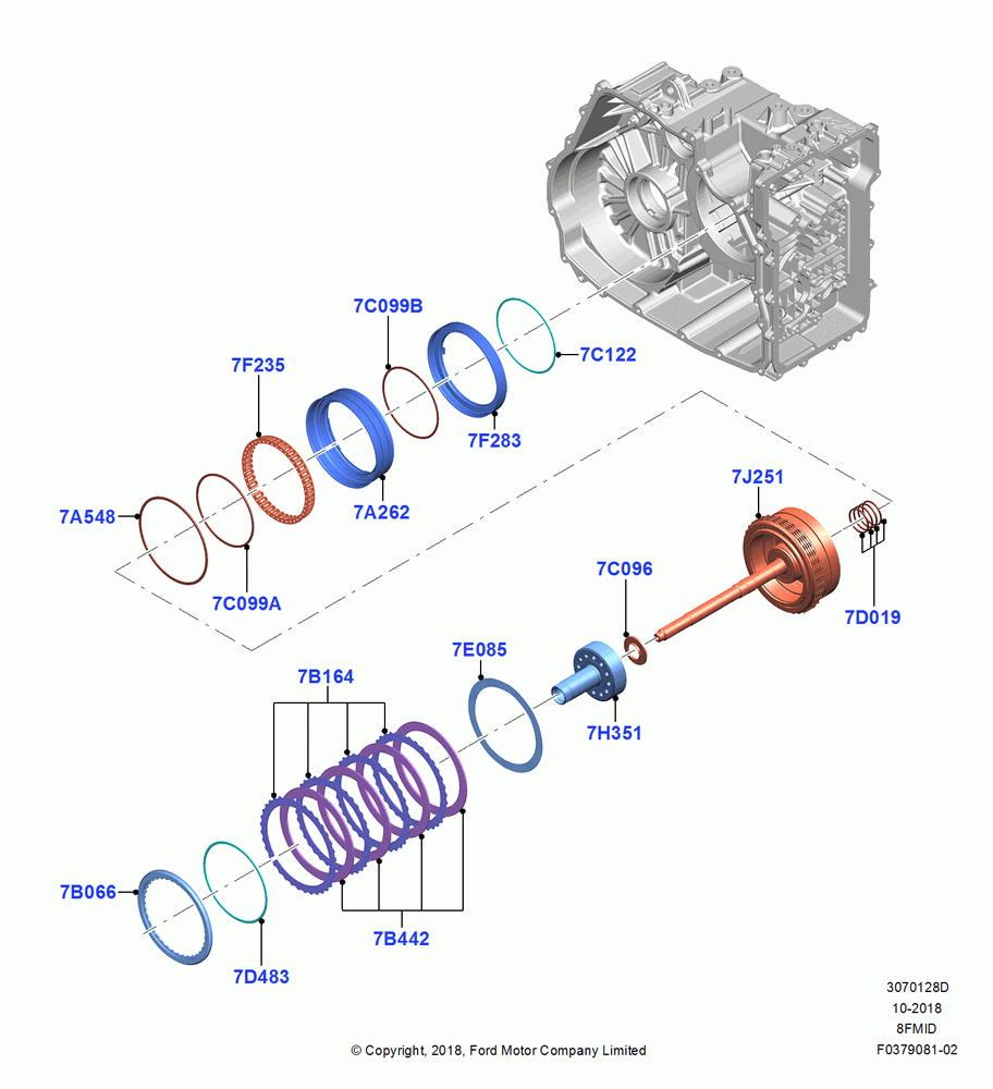 28D - Direct Clutch and Components, 8 Speed Auto Transmission 8F57, Same As B Clutch; 06/SEP/2018