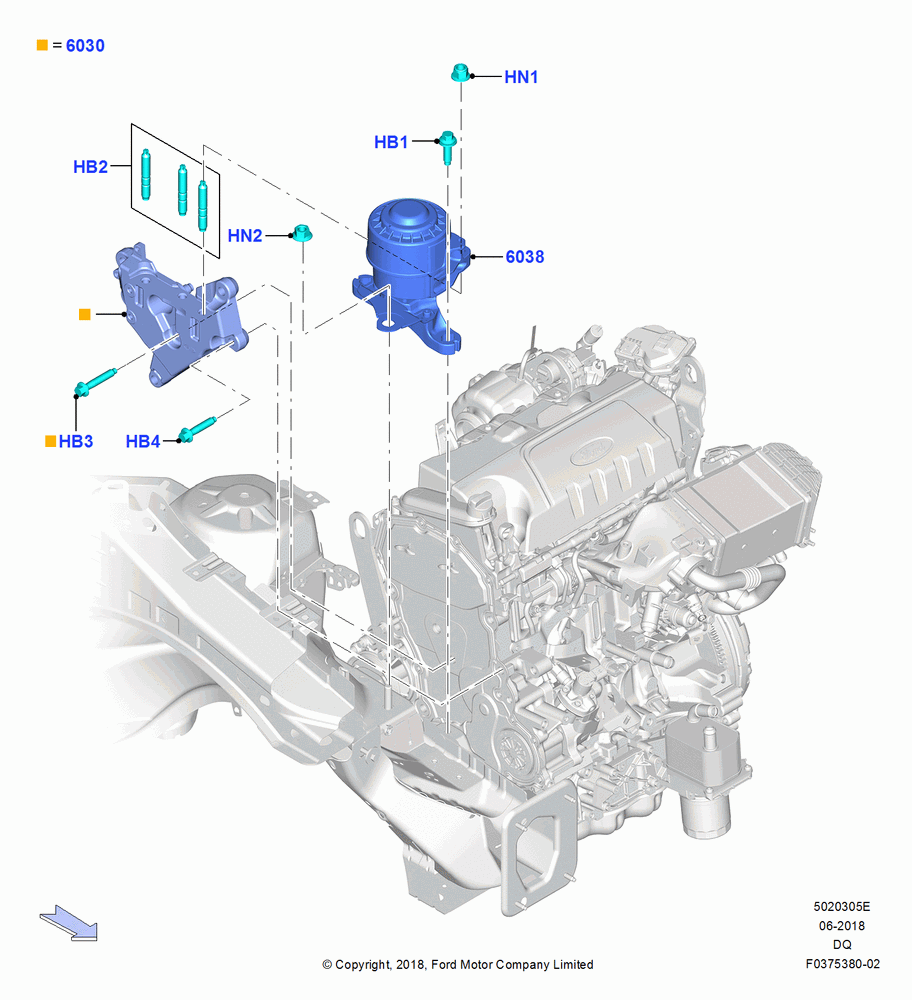 05E - Engine Mounting, 2.0 EcoBlue A, 2.0 EcoBlue B, 2.0 EcoBlue C, 2.0 EcoBlue D; 06/SEP/2018