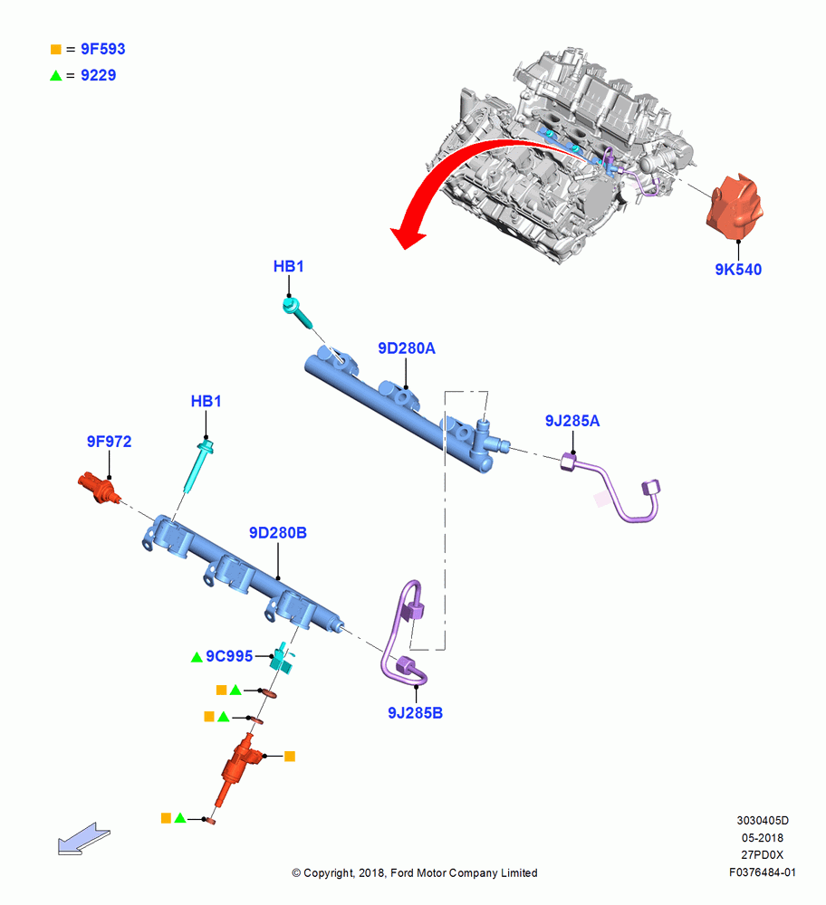 05D - Fuel Injectors and Pipes, 2.7L DOHC 4V DI GT V6 GAS/FFV; 06/SEP/2018