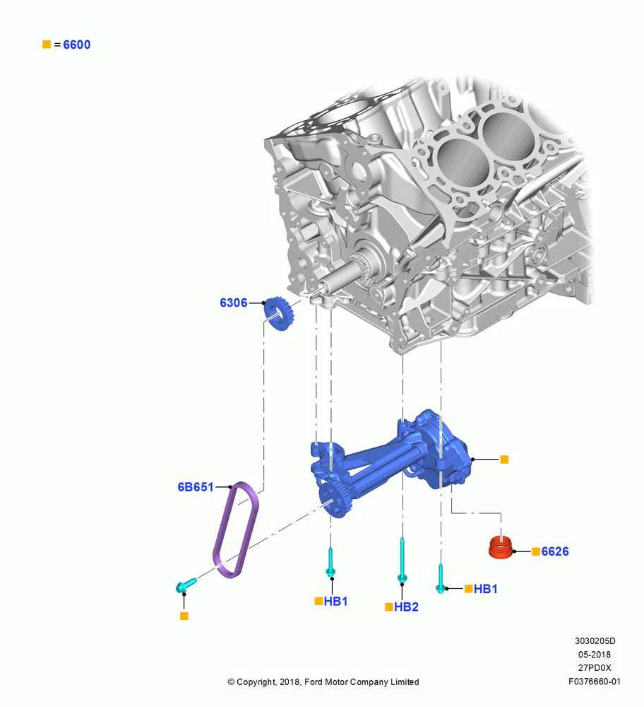 05D - Oil Pump, 2.7L DOHC 4V DI GT V6 GAS/FFV; 21/JUN/2018