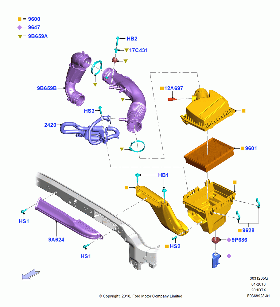 05Q - Air Cleaner, 2.0L EcoBoost (240PS); 06/SEP/2018