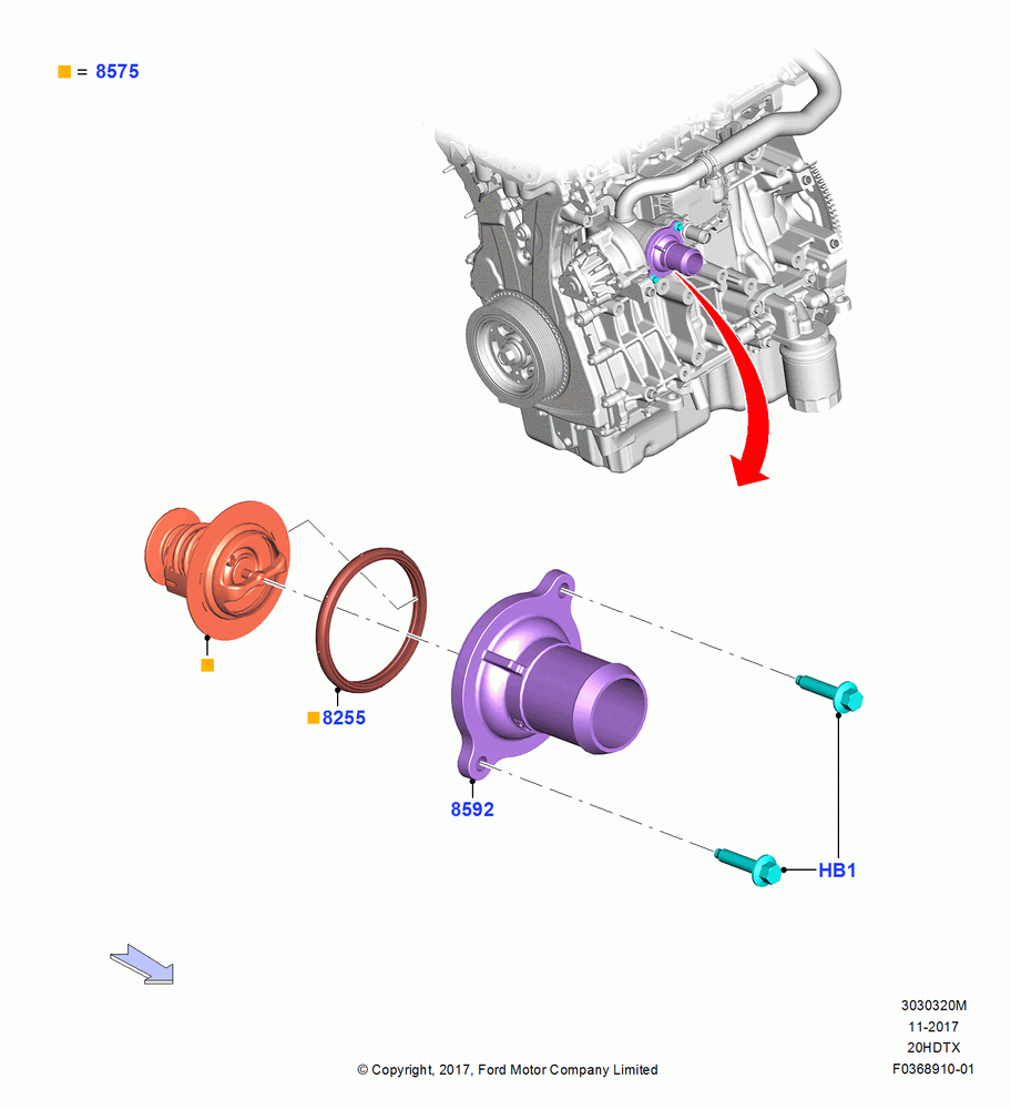 20M - Thermostat/Housing & Related Parts, 2.0L EcoBoost (240PS); 06/SEP/2018