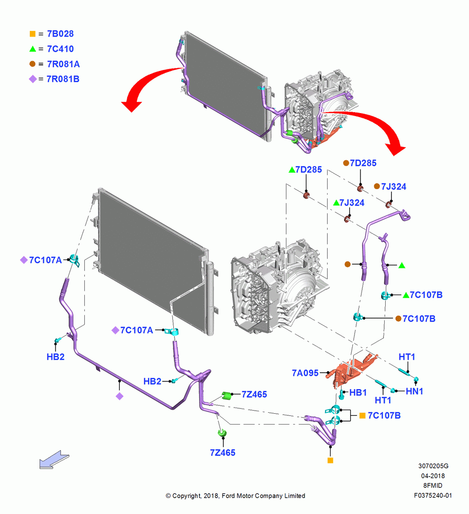 05G - Transmission Cooling Systems, With Class II Trailer Towing, Less Hot Weather Group, 8 Speed Auto Trans 8F35; 06/SEP/2018