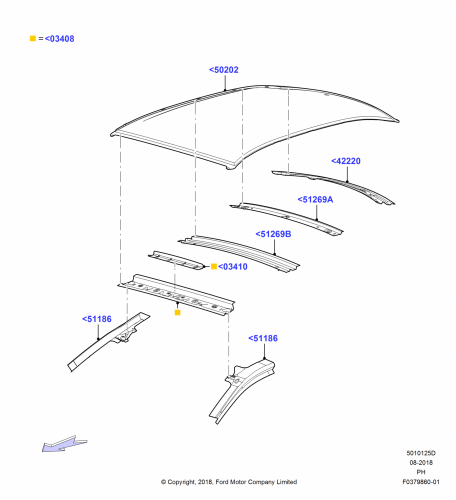25D - Roof - Sheet Metal, Less Sun Roof; 06/FEB/2012-01/MAR/2019