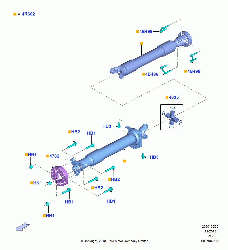 Drive Shaft - Rear Axle Drive, 5.0L V8 32V DOHC EFI Modular
