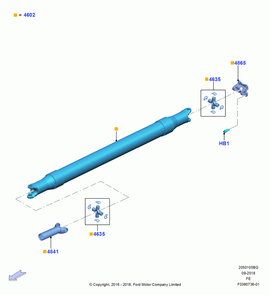 05BG - Drive Shaft - Rear Axle Drive, 6.2L 16V OHC NA V8 Gas, LHD 4WD (Part Time Drive), With Single Rear Wheels, 164" Wheelbase, 1 Piece Driveshaft; 11/JUL/2016