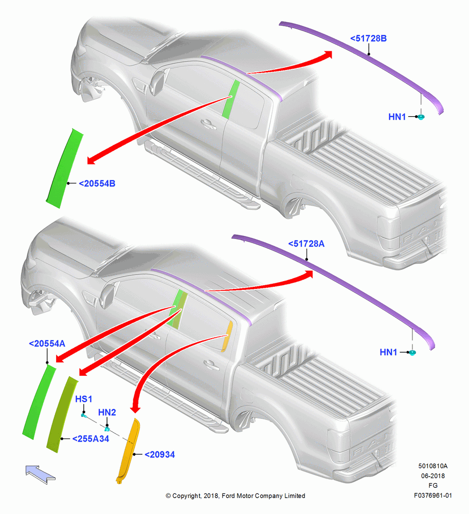 10A - Body Mouldings, Upper; 26/NOV/2018