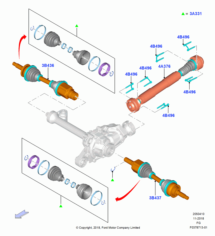 Drive Shaft - Front Axle Drive, LHD 4WD (Part Time Drive)