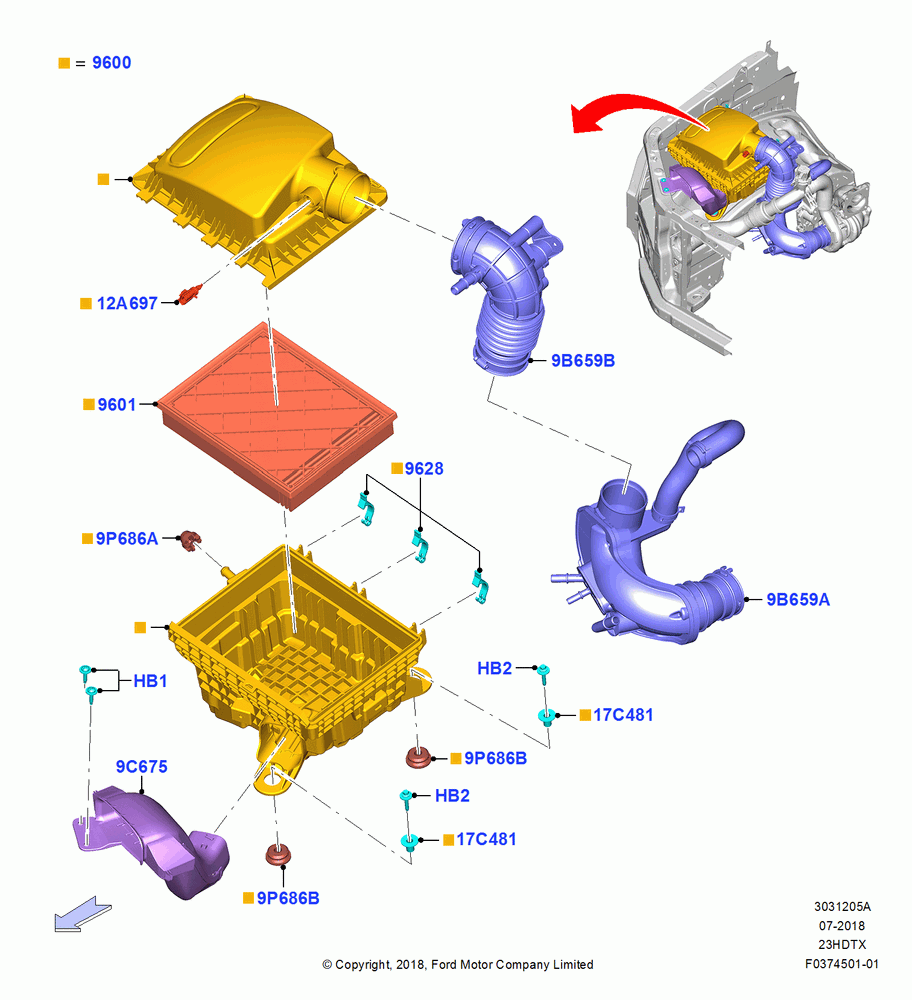 05A - Air Cleaner, 2.3L EcoBoost; 26/NOV/2018