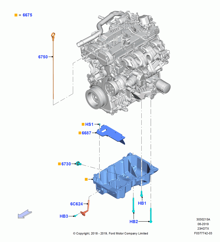15A - Oil Pan/Oil Level Indicator, 2.3L EcoBoost; 26/NOV/2018