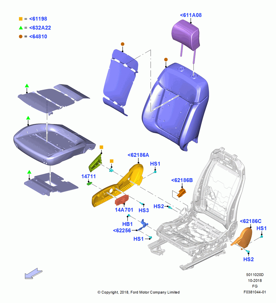 20D - Front Seat Pads/Valances & Heating, With Pass 8 Way Power Seat Adjuster; 26/NOV/2018