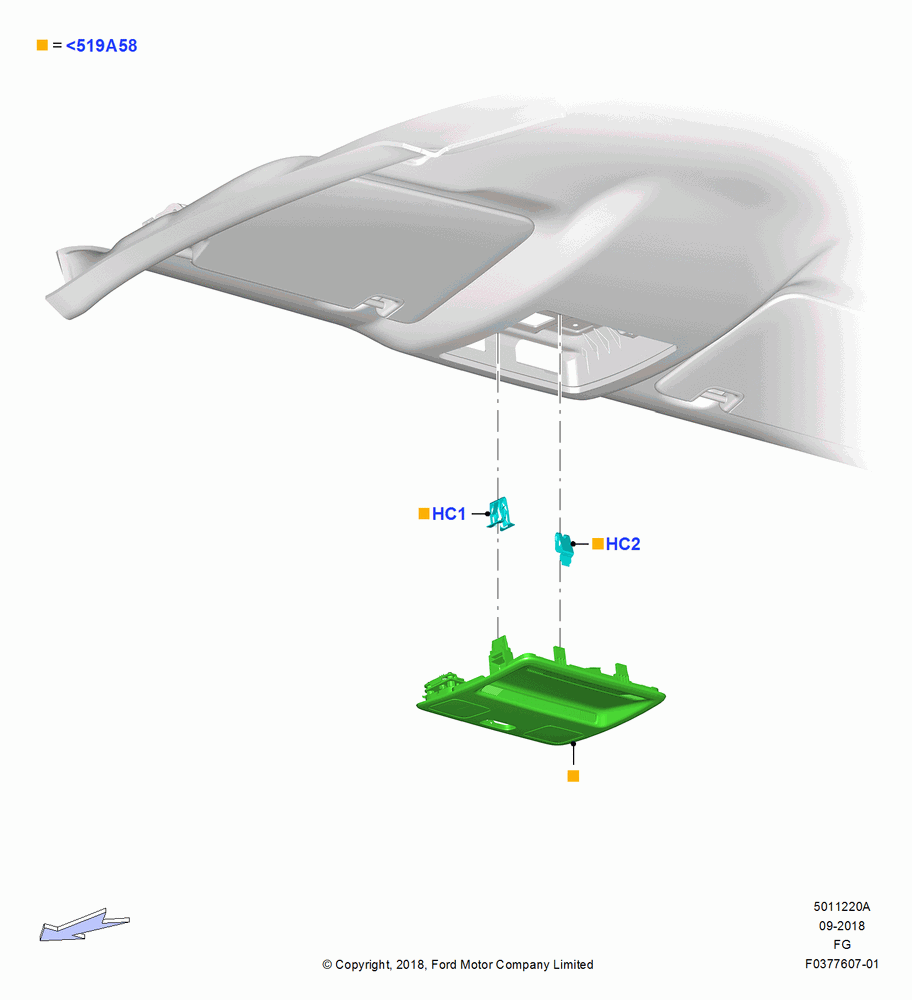 20A - Console - Overhead, Less Driver Roof Storage; 26/NOV/2018