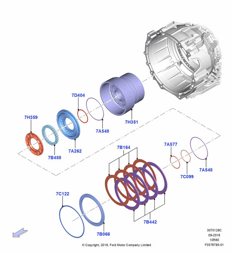 28C - Direct Clutch and Components, 10 Speed Auto Transmission (10R80), Same As C Clutch; 26/NOV/2018