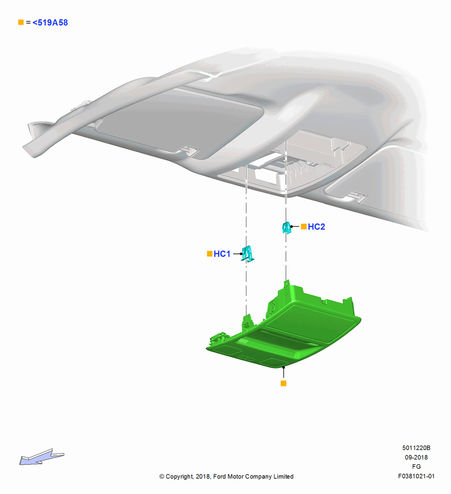 20B - Console - Overhead, Roof Storage-Driver Sunglasses; 26/NOV/2018