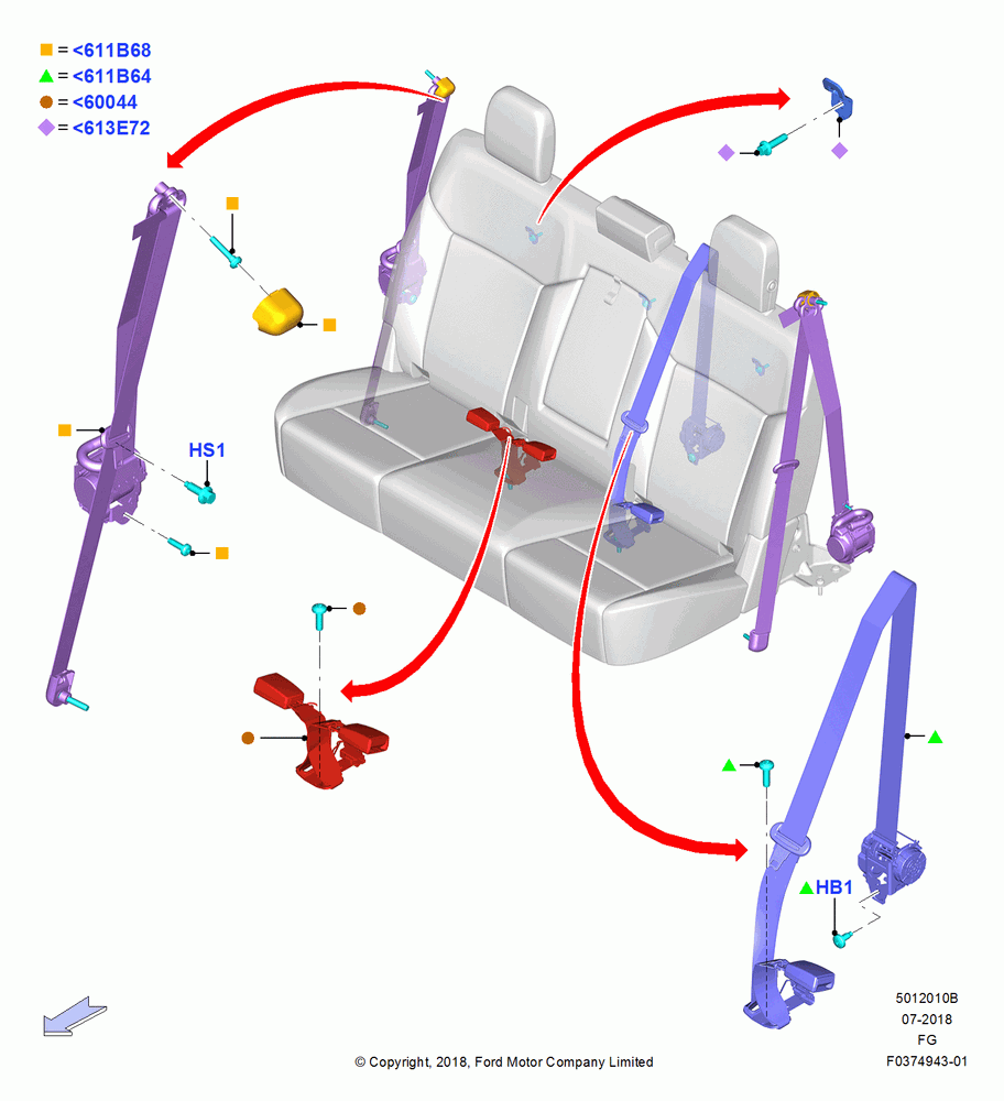 10B - Rear Seat Belts, Crew Cab; 26/NOV/2018