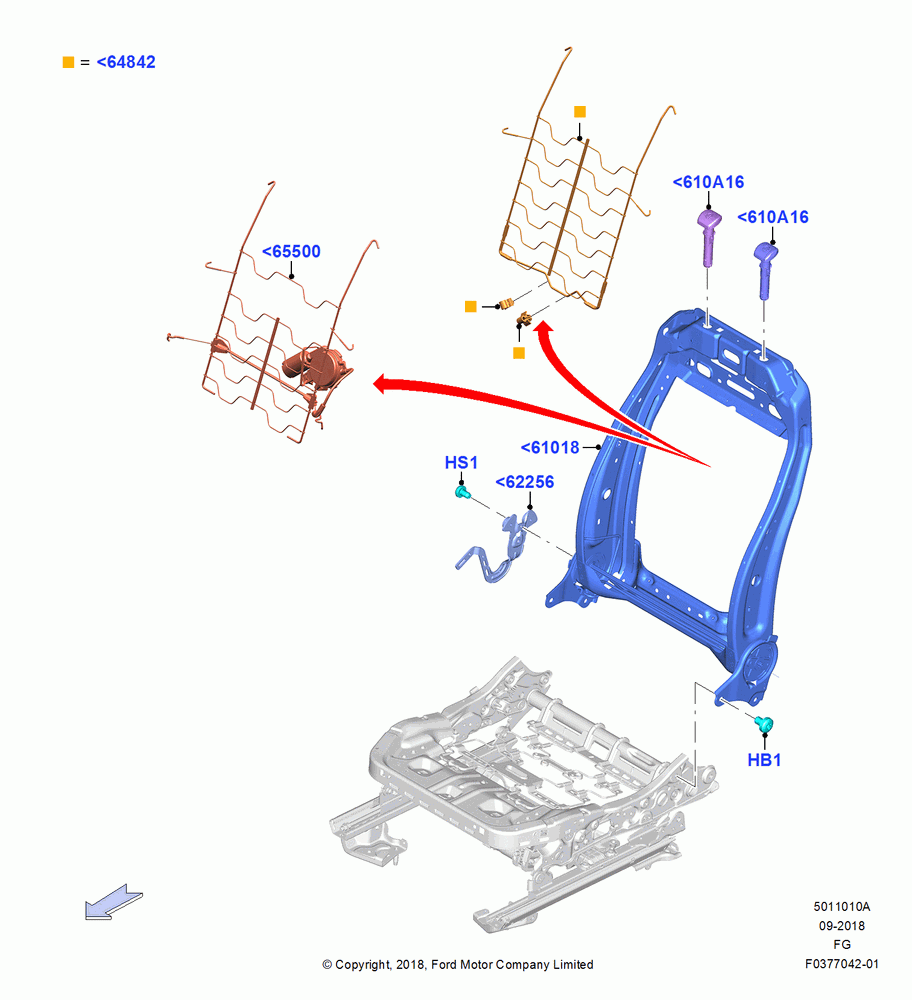 10A - Front Seat Back, With Pass. 4 Way Manual Seat Adjust, With Pass 8 Way Power Seat Adjuster, Passenger; 26/NOV/2018