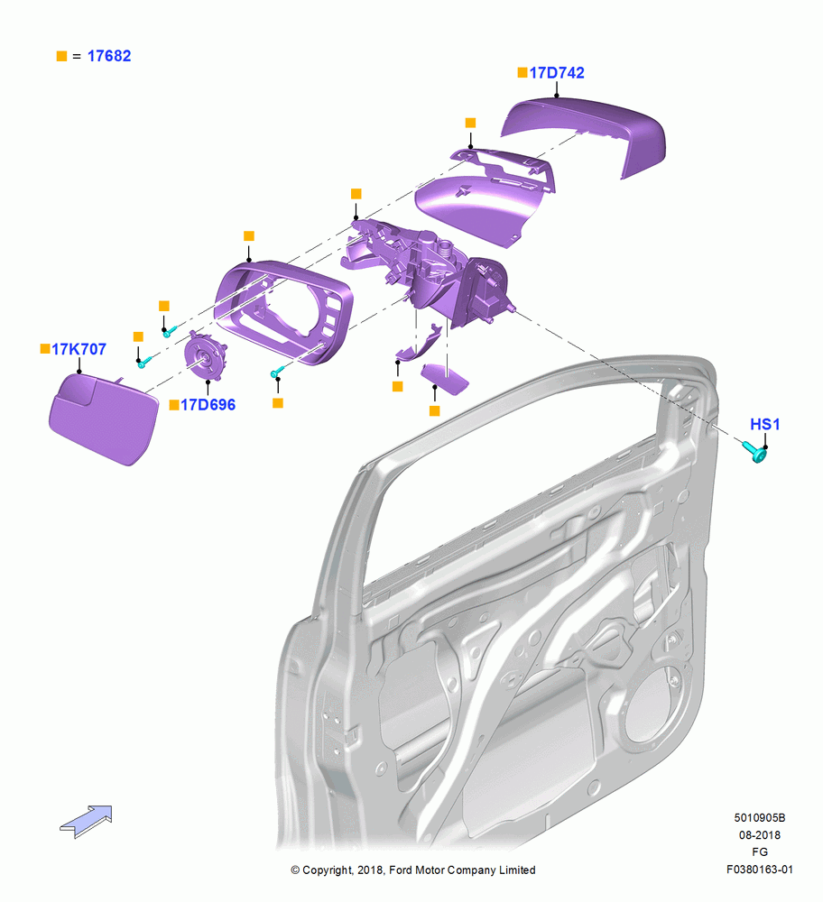 05B - Exterior Rear View Mirror, Dual Power Mirrors-Manual Fold Back, Less Blind Spot Information System; 26/NOV/2018